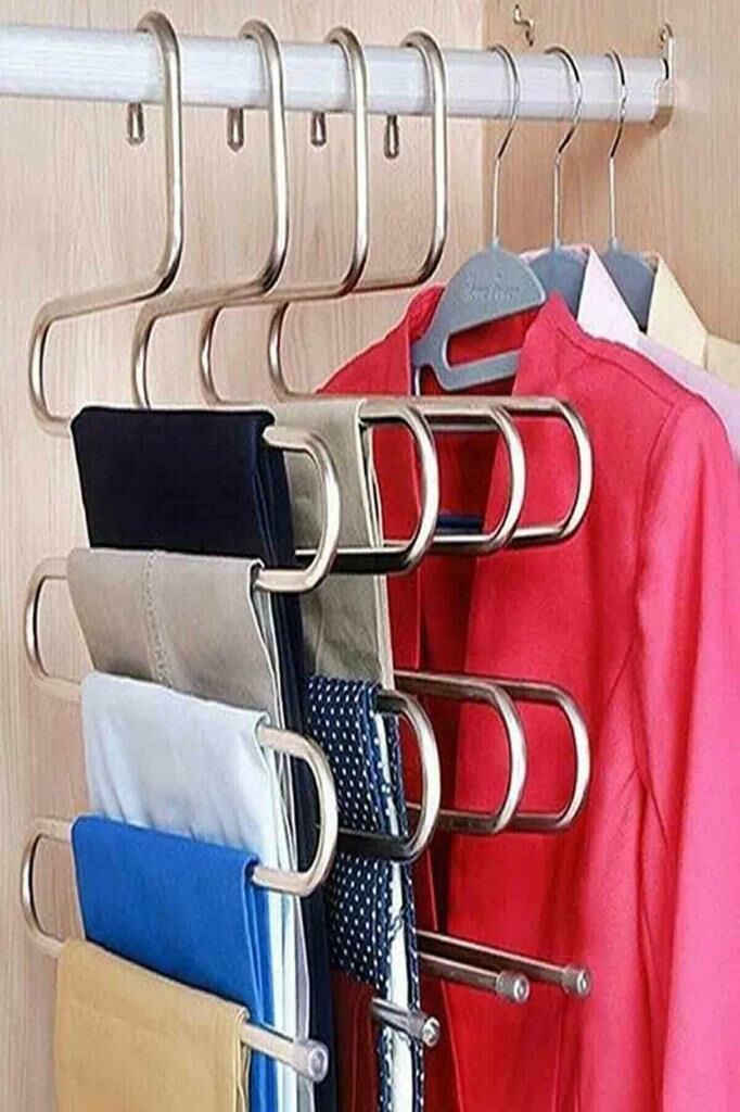 Krom Akıllı Askı Dolap İçi Yer Kazandıran Pantolon Ve Giysi Askısı