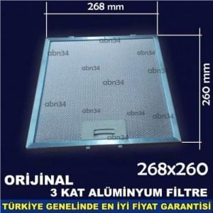 Alüminyum Davlumbaz Filtresi 268x260mm Ankastre Filtresi 26.8x26cm Alüminyum Aspiratör Filtresi