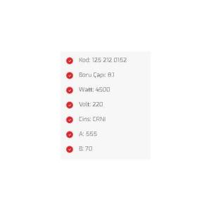 2000W Çamaşır Makinesi Rezistansı 220V 555x70mm Yerli Üretim Sağlam Ve Kaliteli Yapı