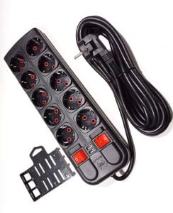 2 Amper 2 USB Çıkışlı 10lu Grup Priz 2 Metre Anahtarlı 5+5 Sistem2000 Çoklu Priz 3x1.5 Bakır Kablolu
