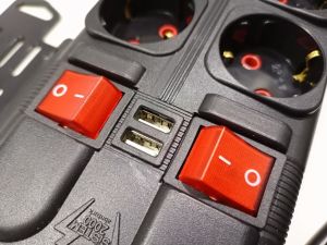 2 Amper 2 USB Çıkışlı 10lu Grup Priz 2 Metre Anahtarlı 5+5 Sistem2000 Çoklu Priz 3x1.5 Bakır Kablolu