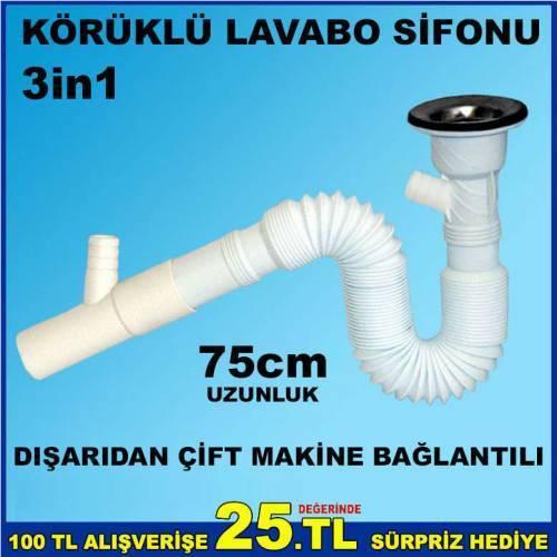 Çamaşır, Bulaşık Makinesi Bağlantı Lavabo Sifonu