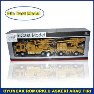 Die Cast Model Metal Römorklu Askeri Oyuncak Tır 1-70 Scael 1. Kalite ve Dayanıklı