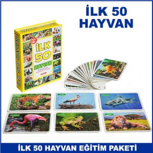 İlk 50 Hayvan Kartları Çocuklar İçin Eğitici ve Zeka Geliştirici Oyun Kartları
