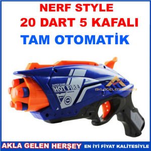 NERF STYLE 20 DART OTOMATİK 5 KAFALI TABANCA