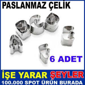 RSTVYZ 6 ADET PASLANMAZ ÇELİK BİSKÜVİ KALIBI