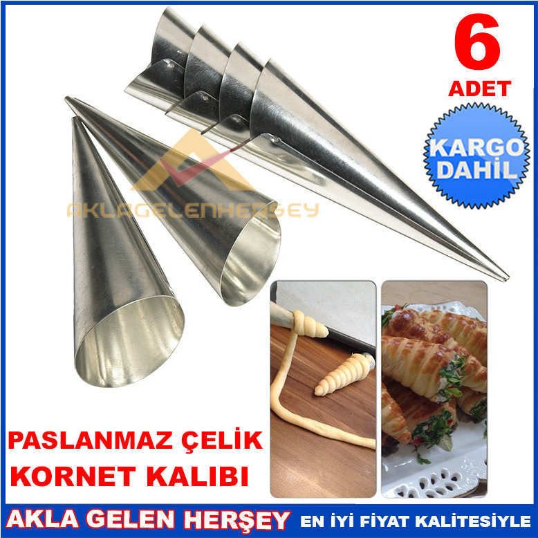 PASLANMAZ ÇELİK 6'lı SET KORNET KALIBI KORNEO KALIP SETİ ÜCRETSİZ KARGO