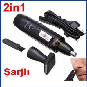 Şarjlı 2in1 Kulak,Burun Tıraş Makinesi,Ense,Favori Saç Sakal Düze