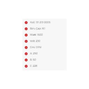 1500W Fritöz Rezistansı Rezistansı 220V 290x50x228mm Yerli Üretim