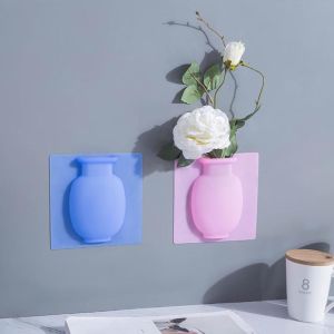Yapıştırılabilen Dekoratif Silikon Çiçek Vazosu İçine Su Konulan 3 Boyutlu Sihirli Saksı 15x15cm