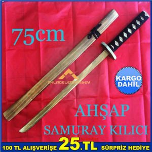 TAMAMI AĞAÇTAN ÜRETİLMİŞ AHŞAP SAMURAY KILICI