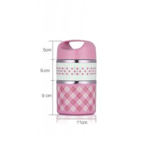 Sızdırmaz Vidalı Çelik İç Yüzeyli 2 Kaplı 950ml Termos Sefer Tası 2 Bölmeli Yemek Termosu