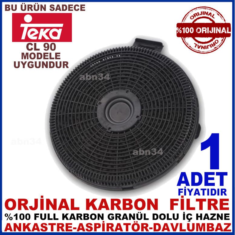 TEKA ANKASTRE DAVLUMBAZ FİLTRESİ Teka CL 90 Model Davlumbaz için Granül Karbonlu Filtre-1015