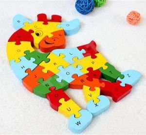 Sayılı harfli Ahşap puzzle zürafa 26 parça eğitici geliştirici çocuk sağlığına zararsız oyun puzzle