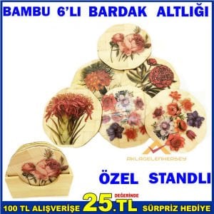 BAMBUDAN ÜRETİM 6'LI SET ÇAY TABAĞI ALTLIĞI