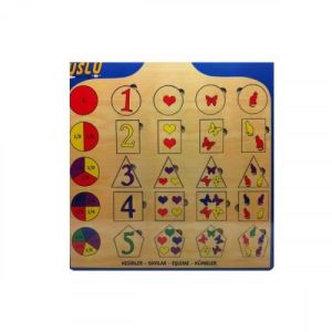 Uslu Çocuk Ahşap Yapboz Kesirler Sayılar Eşleme Kümeler 32x32 cm