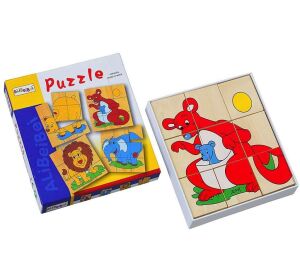 Alibeibei Puzzle 4 Adet Her Biri 9 Parçadan Oluşan Özel Kutusunda Ahşap Puzzle 18 x 18 cm