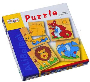 Alibeibei Puzzle 4 Adet Her Biri 9 Parçadan Oluşan Özel Kutusunda Ahşap Puzzle 18 x 18 cm