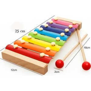 Eğitici Ahşap Ksilofon 8 Nota 8 Ton 8 Tuşlu Sesli Selefon Oyuncak 25x13 cm