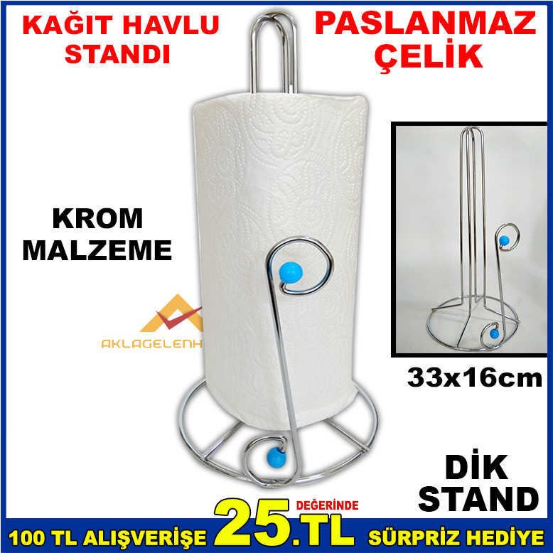 PASLANMAZ ÇELİK KROMAJLI DİK KAĞIT HAVLU STANDI