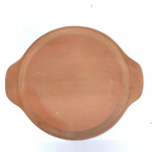 Prrofesyonel Yuvarlak Natural Çömlekçi Toprak Yumurta Sahanı 23 x 3 cm