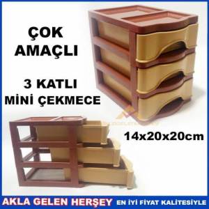 3 Katlı Çekmeceli Enfiye Kutusu,ÇOK Amaçlı 3 Çekmeceli Mini Komidin 14x20x20cm yeni