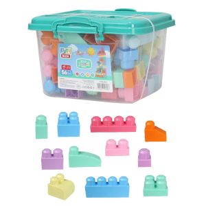 3066 Play Blox Pastel Blok Yapı Oyuncakları 56 Parça ,Kovalı ,1 Yaş ve Üzeri