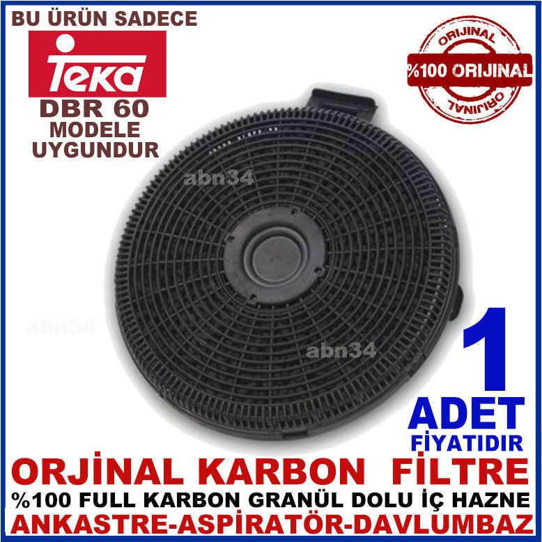 TEKA ANKASTRE DAVLUMBAZ FİLTRESİ Teka DBR 60 Model Davlumbaz için Granül Karbonlu Filtre-1015