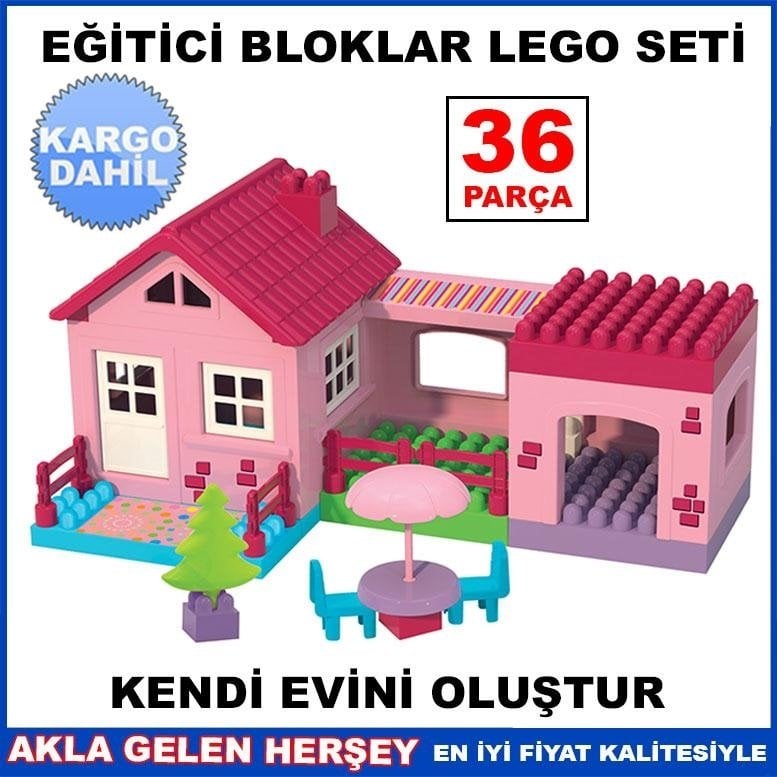 Ücretsiz Kargo DEDE 36 PARÇA EĞİTİCİ BLOKLAR SETİ EV LEGO SETİ