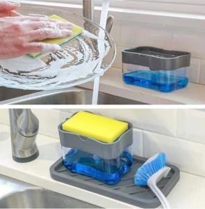 SB764 Suncook - Sun Plastik Pratik Kullanımlı Sünger Hazneli Sabunluk