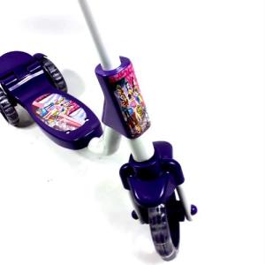 3 Kız Desenli Mor Çocuk Scooter Frenli Demir Scooter 