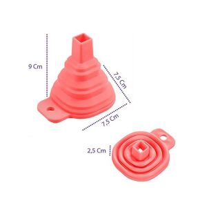 Pratik Kullanışlı Yer Kaplamayan  Mini Silikon Katlanır Huni Kırmızı Huni
