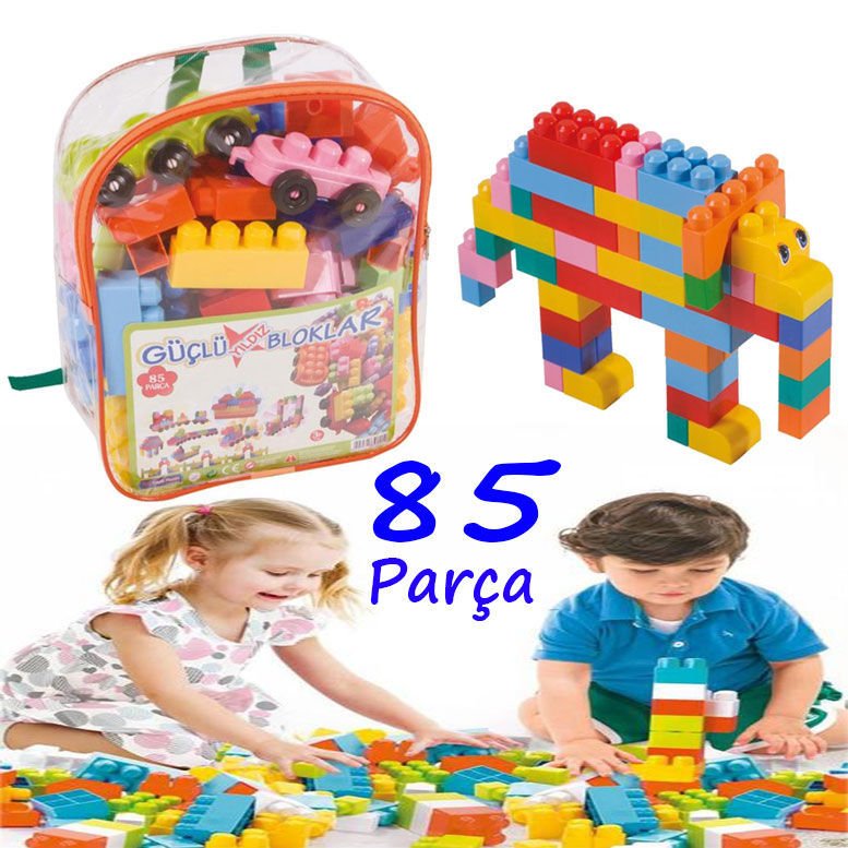 85 Parçadan Oluşan Güçlü Yıldız Bloklar Sert Plastik Puzzle Sırt Çantalı Büyük Boy Lego