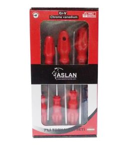Türk Malı 7li Tornavida Seti Chrome Vanadium Çelik 3 Düz+3 Yıldız 1 adet Kontrol Kalemli Tornavida