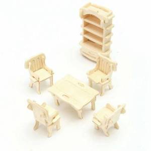 Ertanoy ER257 Ahşap 37Parça Çoklu Mobilya Boyanabilr 3D Maket Set