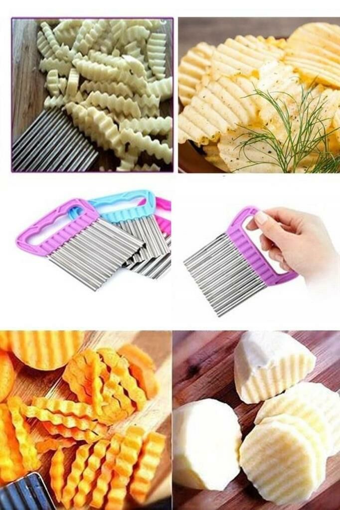 Zigzag Model Doğrayıcı Chips Chopper Şekilli Sebze ve Meyve Dilimleyici Patetes Cips Yapıcı Kesici