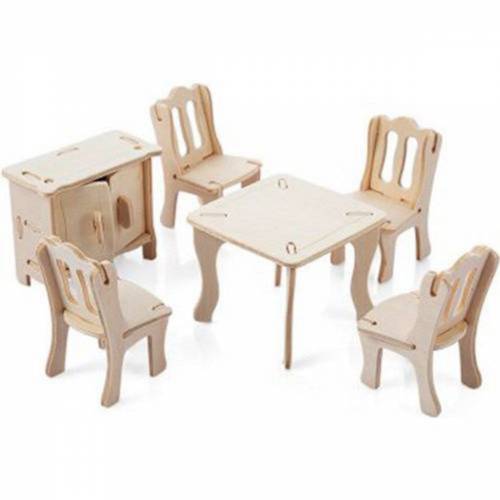 Ertanoy ER321 Ahşap Yemek Odası Boyanabilr 3D Maket Seti