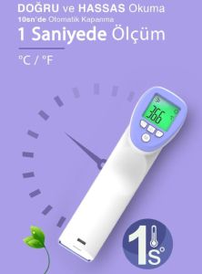 Temassız Kızılötesi Ateş Ölçer Çok Fonksiyonlu Isı Ölçer Isıya Göre Renk Değiştiren LCD Ekranlı