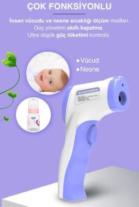 Temassız Kızılötesi Ateş Ölçer Çok Fonksiyonlu Isı Ölçer Isıya Göre Renk Değiştiren LCD Ekranlı