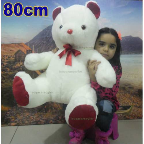 Beyaz Renk Peluş Ayı Büyük Boy Peluş Ayıcık En Güzel Hediye Peluş Ayı Tam Boy=80cm,Oturur Boy=60cm