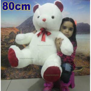 Beyaz Renk Peluş Ayı Büyük Boy Peluş Ayıcık En Güzel Hediye Peluş Ayı Tam Boy=80cm,Oturur Boy=60cm