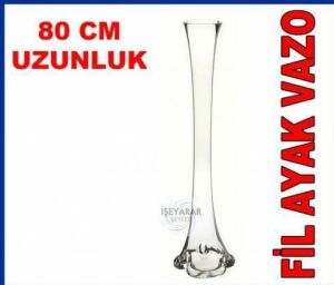 80cm Fil Ayaklı Cam Vazo Şeffaf Görünümlü
