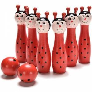 Ertanoy ER110 Sağlıklı Ahşap Bowling Hedef Oyunu Uğur Böceği