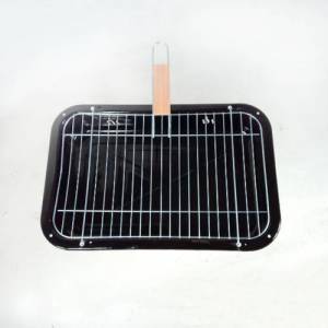 Katlanabilir Ayaklı Emaye Kaplama Portatif Mangal Izgara 40 cm Çift Kulplu Barbekü
