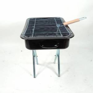 Katlanabilir Ayaklı Emaye Kaplama Portatif Mangal Izgara 40 cm Çift Kulplu Barbekü