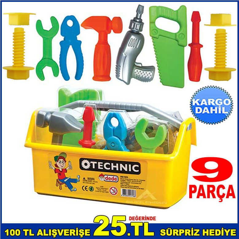 DEDE TECHNIC 9 PARÇA ÇANTALI OYUNCAK TAMİR SETİ GELİŞTİRİCİ EĞİTİCİ OYUNCAK TAMİR GEREÇLERİ SETİ -2
