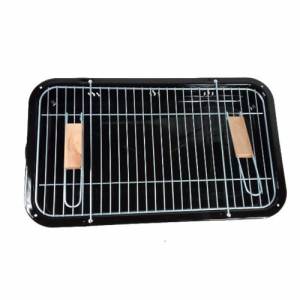 Katlanabilir Ayaklı Emaye Kaplama Portatif Mangal Izgara 50 cm Çift Kulplu Barbekü