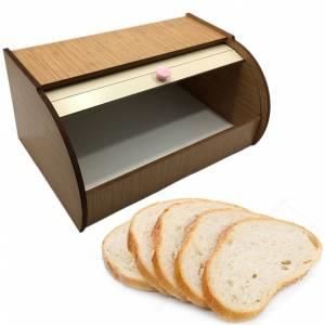 Akordiyon Kapaklı Ahşap Ekmek Saklama Dolabı Kahverengi 38x25 cm Sağlıklı Doğal Natural Ekmeklik