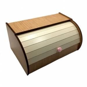 Akordiyon Kapaklı Ahşap Ekmek Saklama Dolabı Kahverengi 38x25 cm Sağlıklı Doğal Natural Ekmeklik