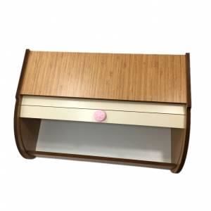 Akordiyon Kapaklı Ahşap Ekmek Saklama Dolabı Kahverengi 38x25 cm Sağlıklı Doğal Natural Ekmeklik